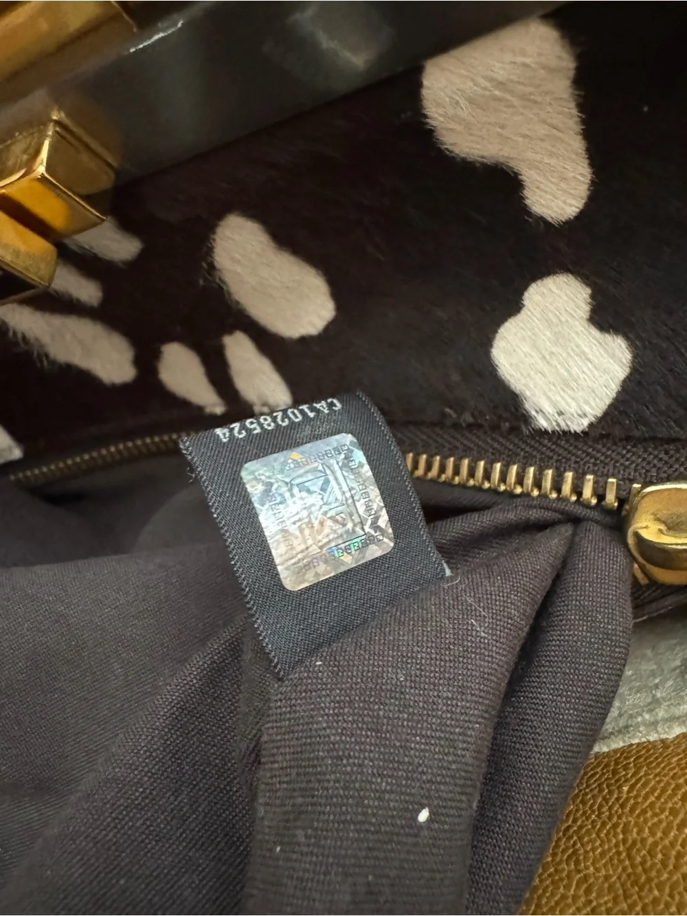 Fendi peekaboo large Brown Leather Top-Handle Women's Bag with Zebra Interior